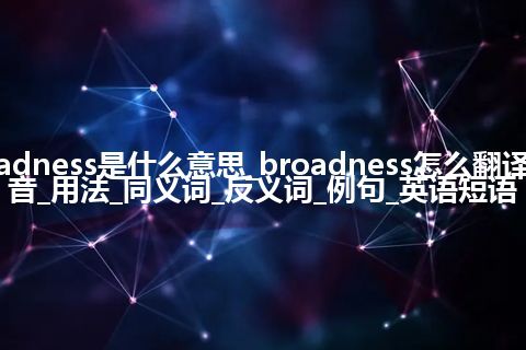 broadness是什么意思_broadness怎么翻译及发音_用法_同义词_反义词_例句_英语短语