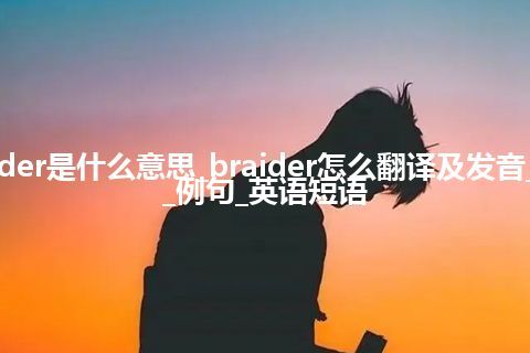 braider是什么意思_braider怎么翻译及发音_用法_例句_英语短语