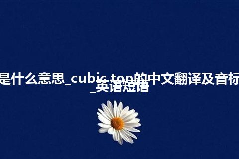 cubic ton是什么意思_cubic ton的中文翻译及音标_用法_例句_英语短语