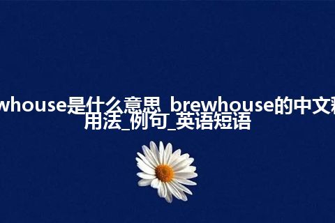 brewhouse是什么意思_brewhouse的中文释义_用法_例句_英语短语