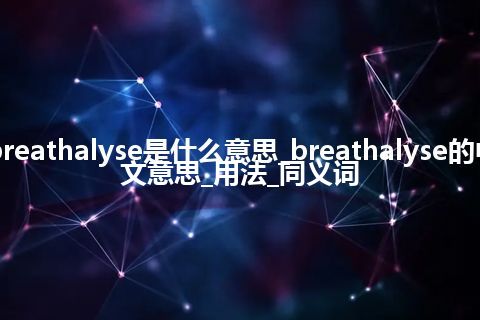 breathalyse是什么意思_breathalyse的中文意思_用法_同义词