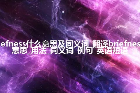 briefness什么意思及同义词_翻译briefness的意思_用法_同义词_例句_英语短语