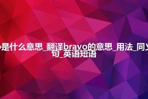 bravo是什么意思_翻译bravo的意思_用法_同义词_例句_英语短语