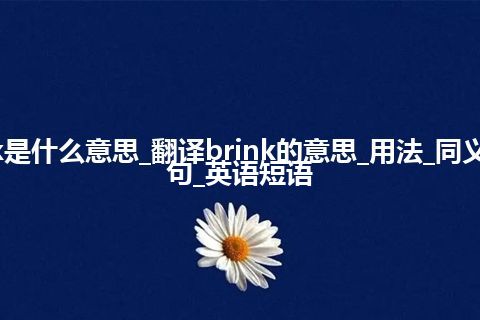 brink是什么意思_翻译brink的意思_用法_同义词_例句_英语短语