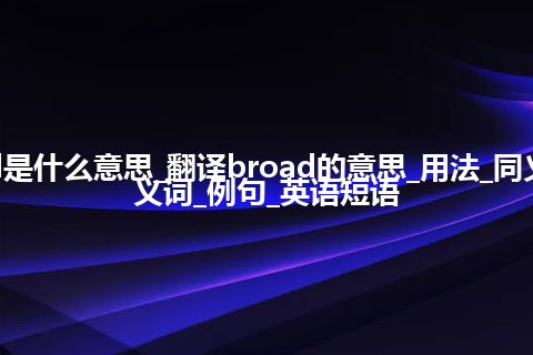 broad是什么意思_翻译broad的意思_用法_同义词_反义词_例句_英语短语