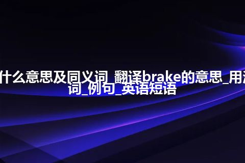 brake什么意思及同义词_翻译brake的意思_用法_同义词_例句_英语短语