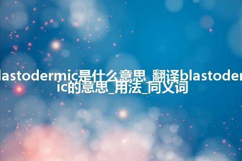 blastodermic是什么意思_翻译blastodermic的意思_用法_同义词