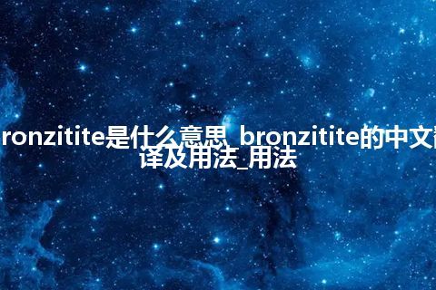 bronzitite是什么意思_bronzitite的中文翻译及用法_用法