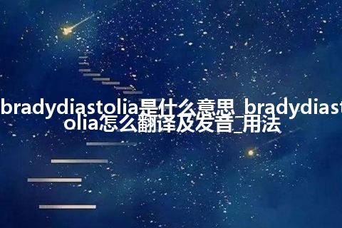 bradydiastolia是什么意思_bradydiastolia怎么翻译及发音_用法