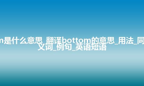 bottom是什么意思_翻译bottom的意思_用法_同义词_反义词_例句_英语短语