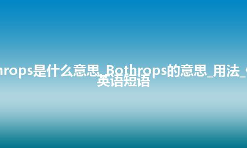 Bothrops是什么意思_Bothrops的意思_用法_例句_英语短语