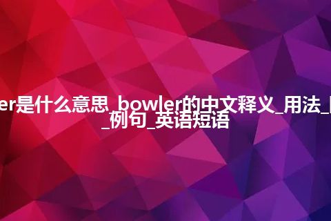 bowler是什么意思_bowler的中文释义_用法_同义词_例句_英语短语