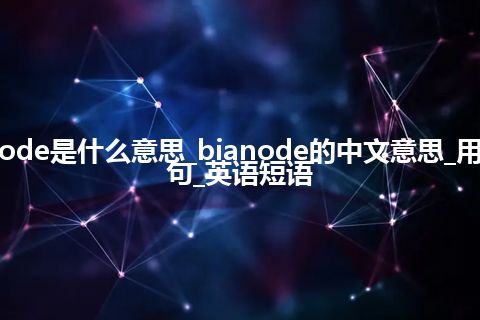 bianode是什么意思_bianode的中文意思_用法_例句_英语短语