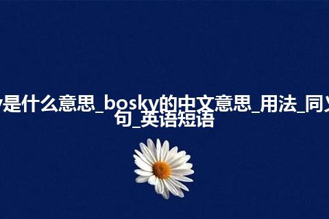 bosky是什么意思_bosky的中文意思_用法_同义词_例句_英语短语