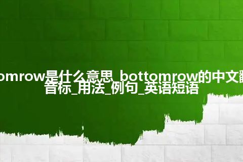 bottomrow是什么意思_bottomrow的中文翻译及音标_用法_例句_英语短语