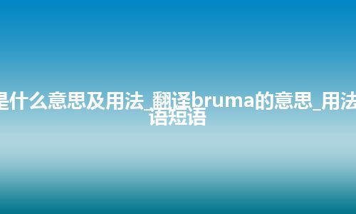 bruma是什么意思及用法_翻译bruma的意思_用法_例句_英语短语