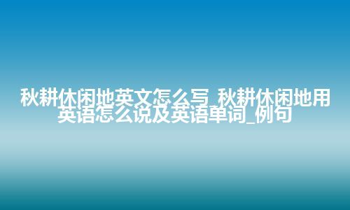 秋耕休闲地英文怎么写_秋耕休闲地用英语怎么说及英语单词_例句