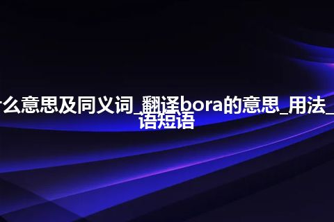 bora什么意思及同义词_翻译bora的意思_用法_例句_英语短语