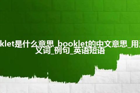 booklet是什么意思_booklet的中文意思_用法_同义词_例句_英语短语