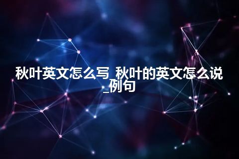 秋叶英文怎么写_秋叶的英文怎么说_例句