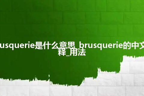 brusquerie是什么意思_brusquerie的中文解释_用法