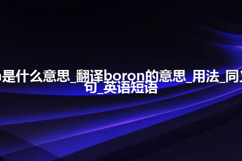 boron是什么意思_翻译boron的意思_用法_同义词_例句_英语短语