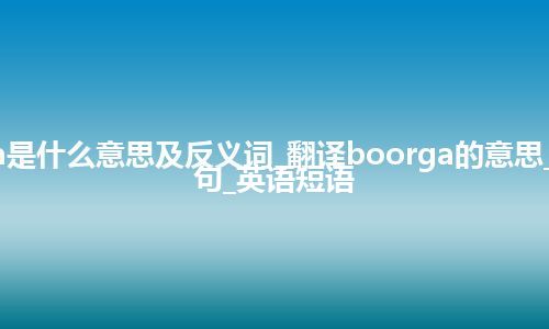 boorga是什么意思及反义词_翻译boorga的意思_用法_例句_英语短语