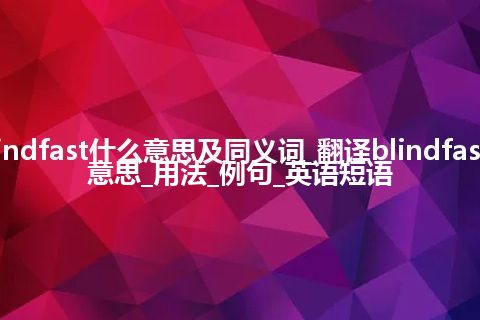 blindfast什么意思及同义词_翻译blindfast的意思_用法_例句_英语短语