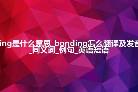 bonding是什么意思_bonding怎么翻译及发音_用法_同义词_例句_英语短语