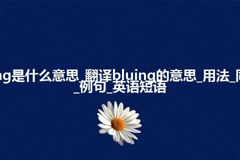 bluing是什么意思_翻译bluing的意思_用法_同义词_例句_英语短语