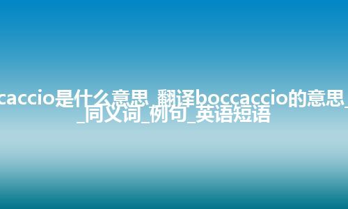 boccaccio是什么意思_翻译boccaccio的意思_用法_同义词_例句_英语短语