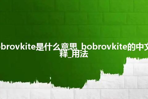 bobrovkite是什么意思_bobrovkite的中文解释_用法