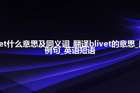 blivet什么意思及同义词_翻译blivet的意思_用法_例句_英语短语