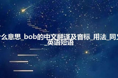 bob是什么意思_bob的中文翻译及音标_用法_同义词_例句_英语短语