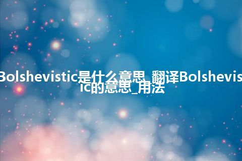 Bolshevistic是什么意思_翻译Bolshevistic的意思_用法