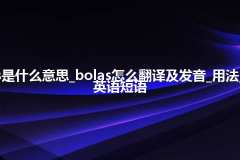 bolas是什么意思_bolas怎么翻译及发音_用法_例句_英语短语