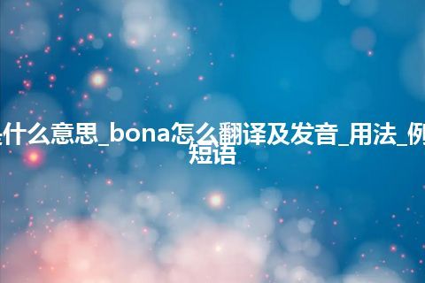 bona是什么意思_bona怎么翻译及发音_用法_例句_英语短语