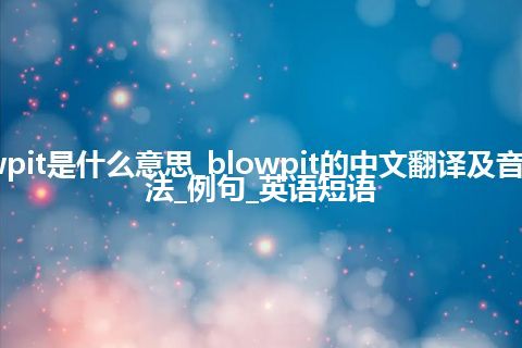 blowpit是什么意思_blowpit的中文翻译及音标_用法_例句_英语短语