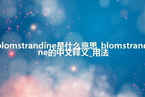 blomstrandine是什么意思_blomstrandine的中文释义_用法