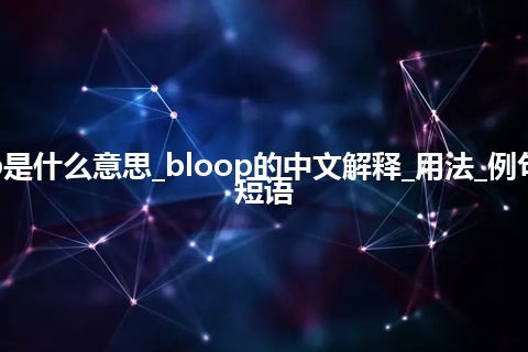 bloop是什么意思_bloop的中文解释_用法_例句_英语短语