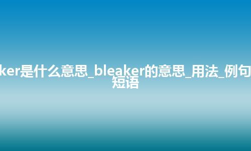 bleaker是什么意思_bleaker的意思_用法_例句_英语短语