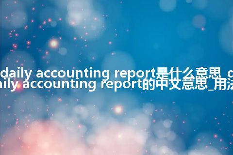 daily accounting report是什么意思_daily accounting report的中文意思_用法