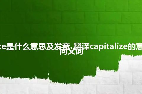 capitalize是什么意思及发音_翻译capitalize的意思_用法_同义词