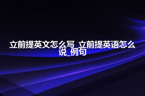 立前提英文怎么写_立前提英语怎么说_例句