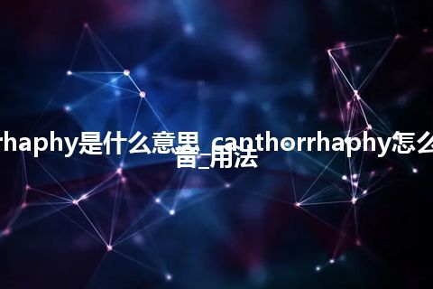 canthorrhaphy是什么意思_canthorrhaphy怎么翻译及发音_用法