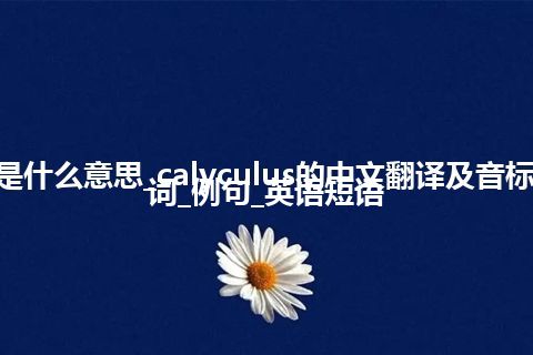 calyculus是什么意思_calyculus的中文翻译及音标_用法_同义词_例句_英语短语