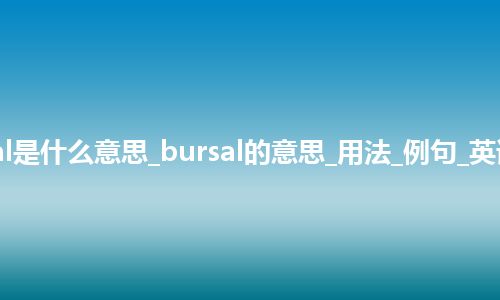 bursal是什么意思_bursal的意思_用法_例句_英语短语