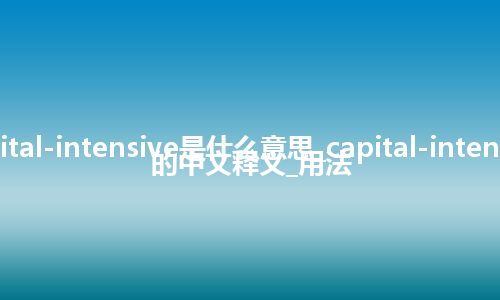 capital-intensive是什么意思_capital-intensive的中文释义_用法