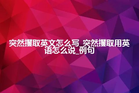 突然攫取英文怎么写_突然攫取用英语怎么说_例句