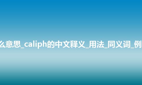 caliph是什么意思_caliph的中文释义_用法_同义词_例句_英语短语